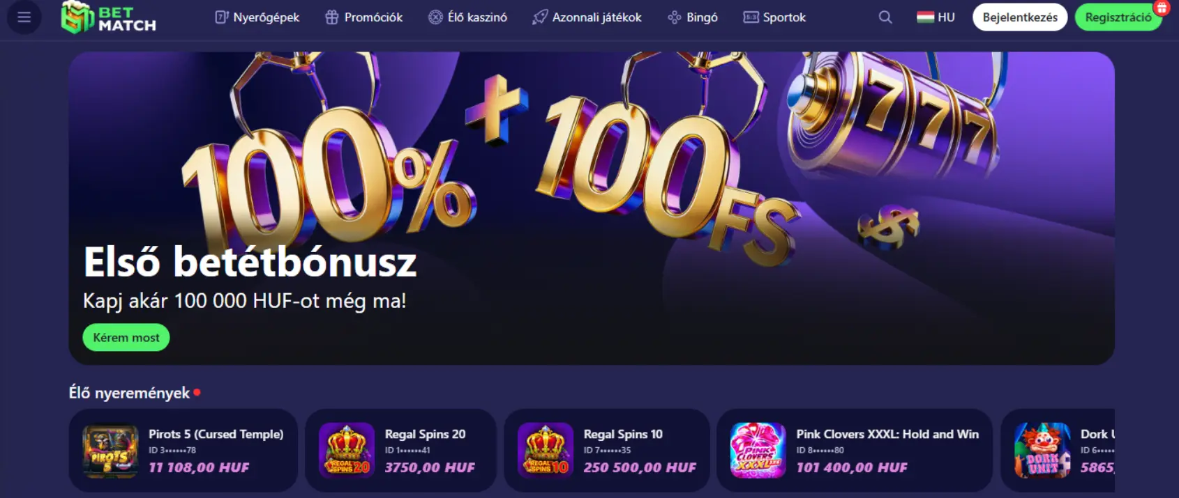 BetMatch Casino Screen